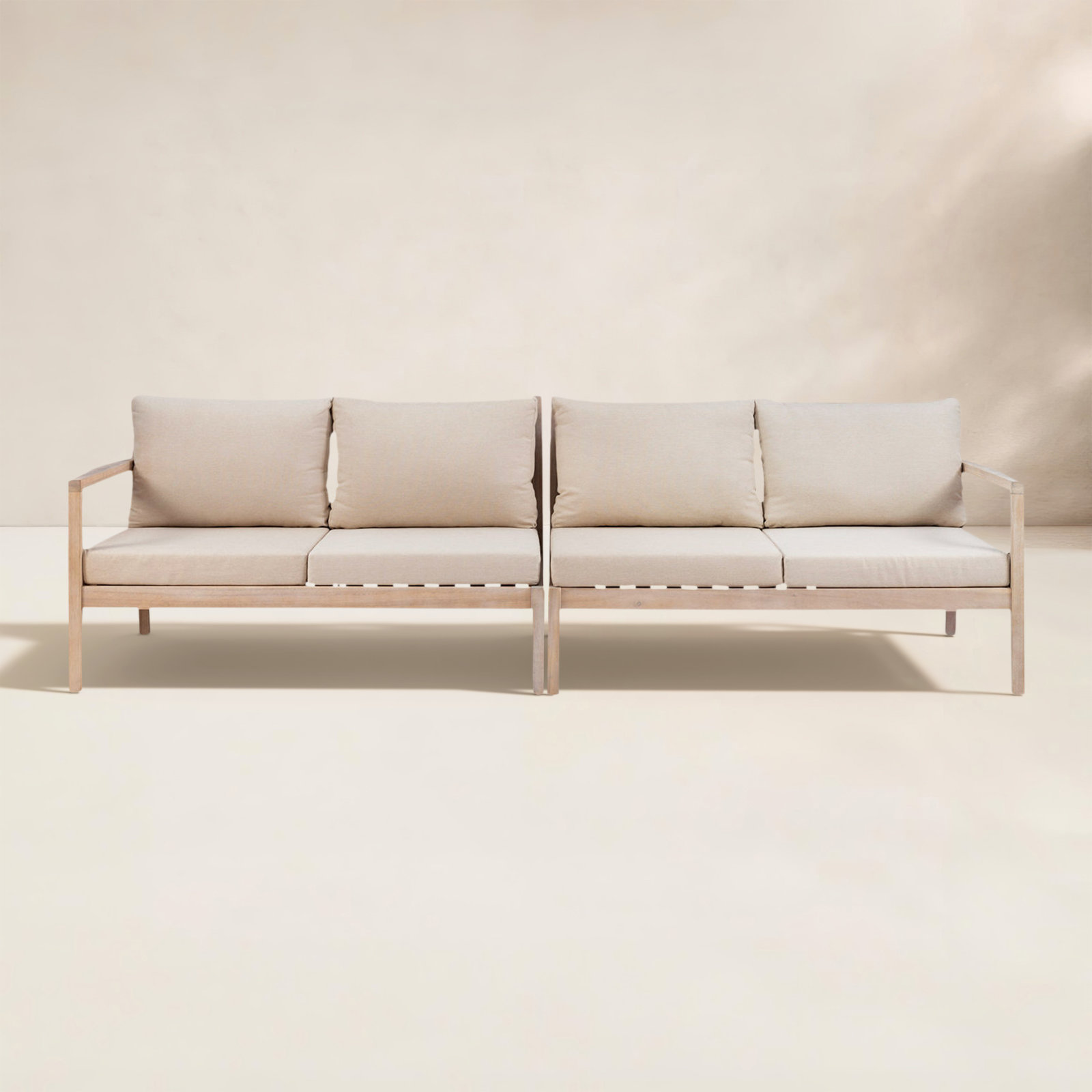Amina 54'' Acacia Outdoor Loveseat, Beige
