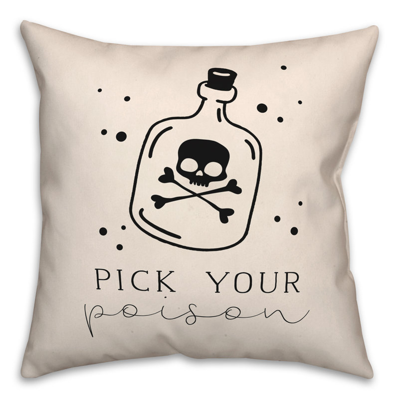  Pick Poison Bottle Cream Throw Pillow, 20" x 20"