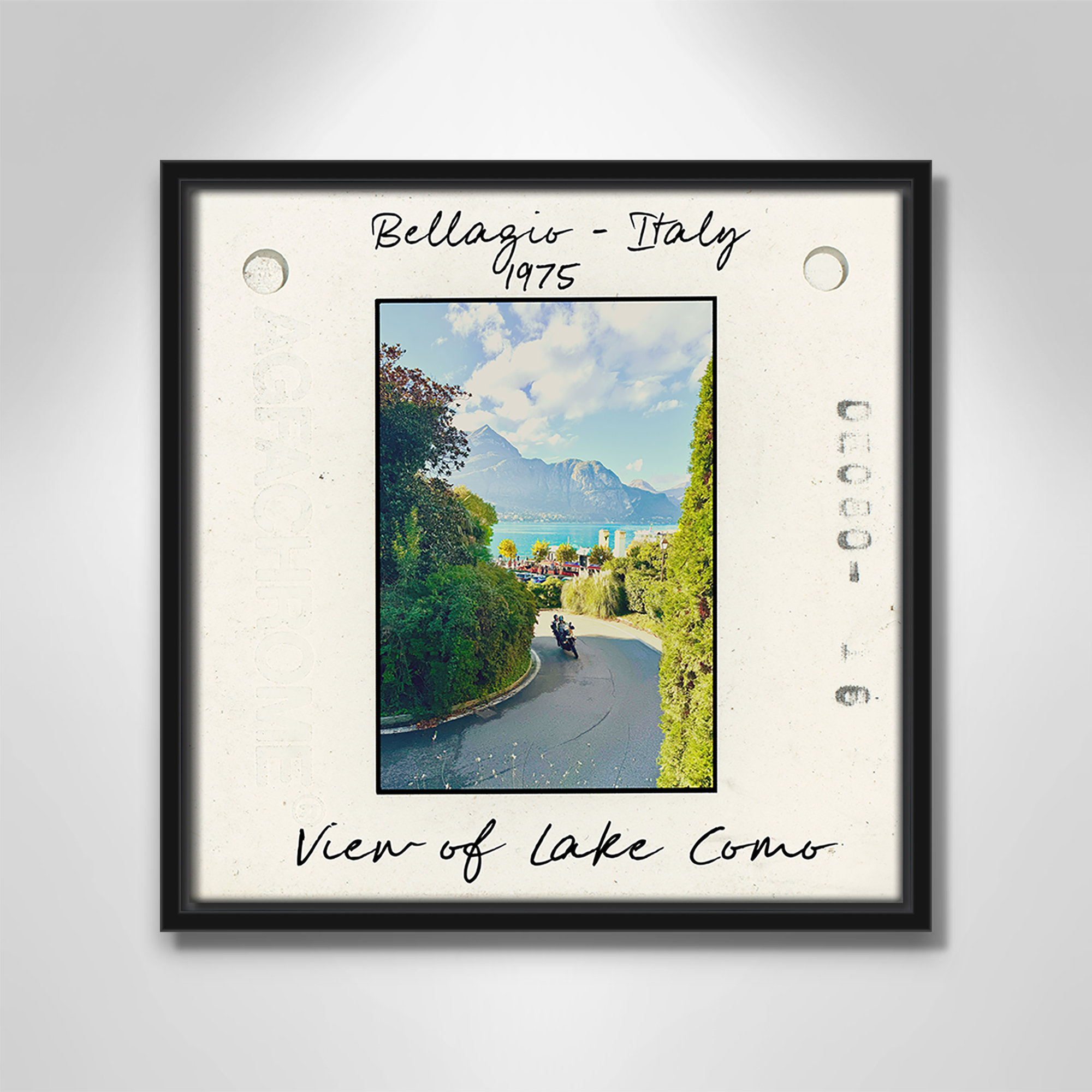 Belaggio, Italy - View of Lake Como Print by Susan Jill, 13.5" H x 13.5" W x 2" D, Black Floater Framed Canvas