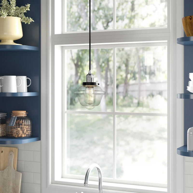 Clarksburg 1 - Light Single Pendant, Polished Nickel with Matte Black accents, Seedy