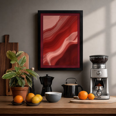 Flowing Crimson Abstract - Framed Print