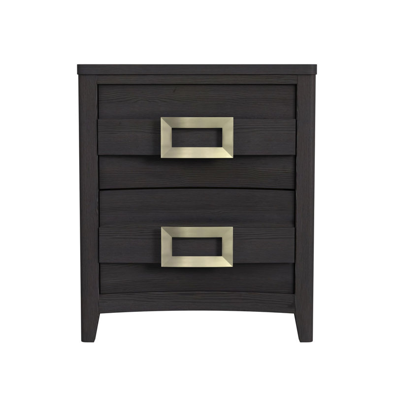Gaelle 2-Drawer Nightstand with USB in Black
