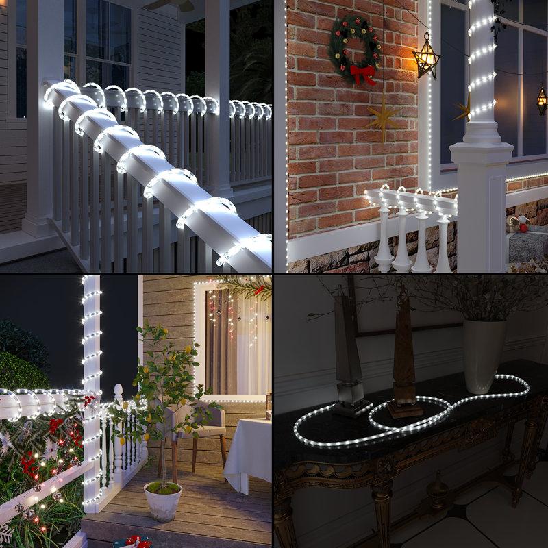 65.6FT LED Rope Light, 120V Plug-in, Cuttable, Connectable, Brightness Adjustable, IP65 Waterproof, Remote Control with Dynamic Modes and Timer