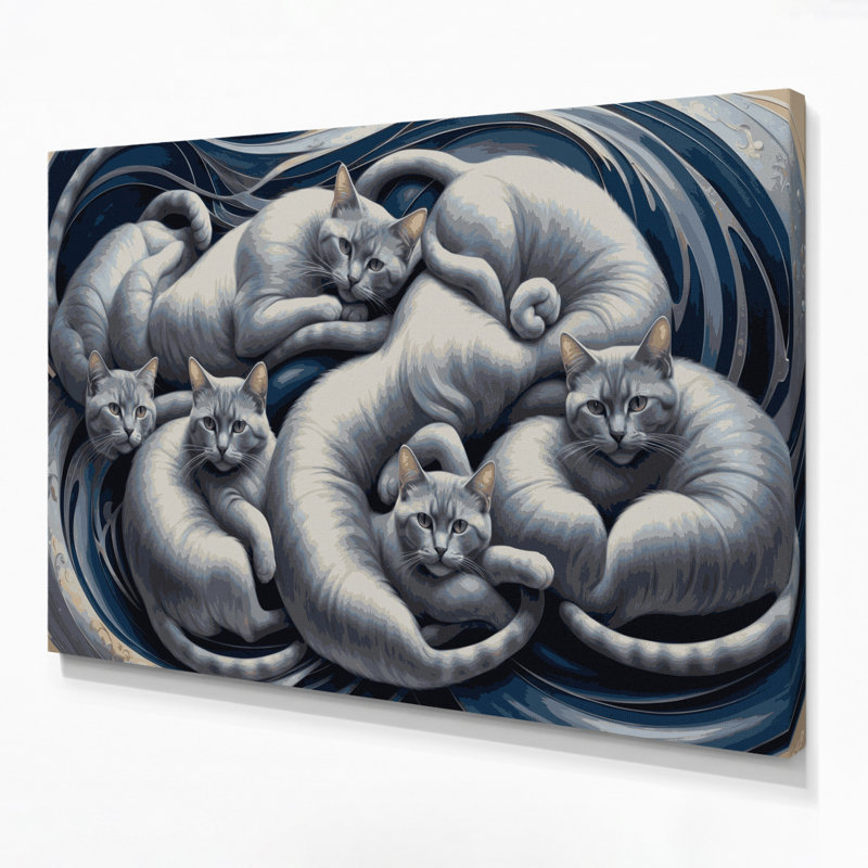 Cats Russian Blue Gray Canvas Wall Art, 24" H x 36" W