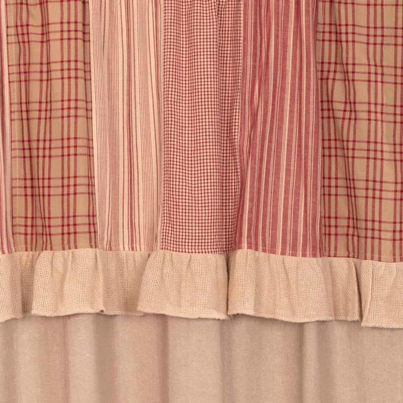 Panneau de rideau simple obscurcissant 100% coton Surikova, Rouge champêtre / brun clair / crème foncé, L 40 po x L 84 po