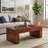 Lenie Farmhouse Rustic Wood Coffee Table With Burl Finish-258326728