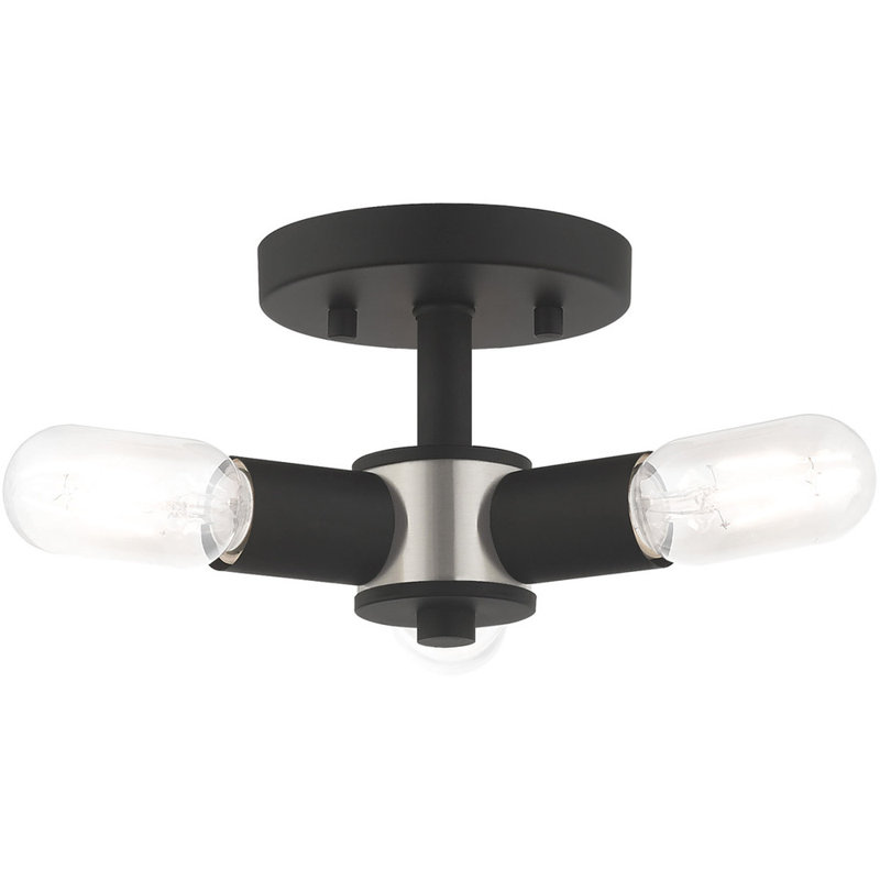 Deyjah Glass Semi Flush Mount, Black