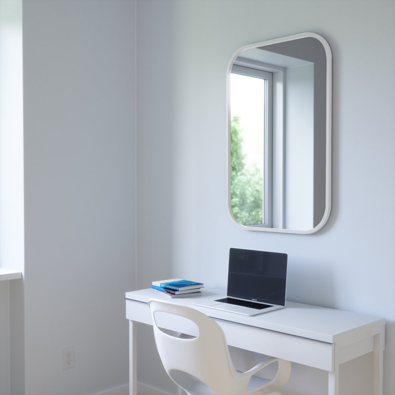 Modern Black Rubber Rim Full-Length Rectangular Mirror