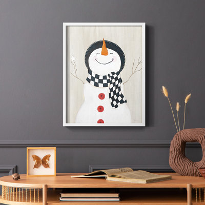 Festive Snowman II Framed Print - Solid Wood