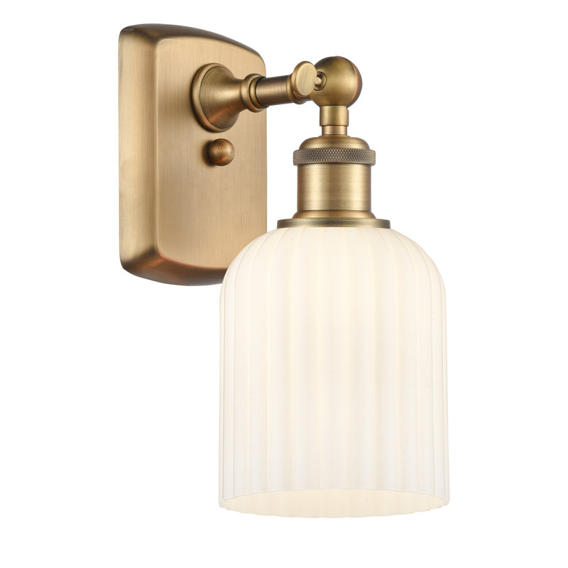Northgate Steel Armed Sconce, Brushed Brass, Gloss White