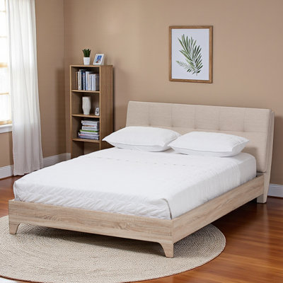 Targaryen Queen Size Platform Bed in Light Beige Whitewash