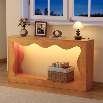 Console l 63 po avec bordure festonnée et éclairage à DEL intégré, table d'entrée pour le couloir