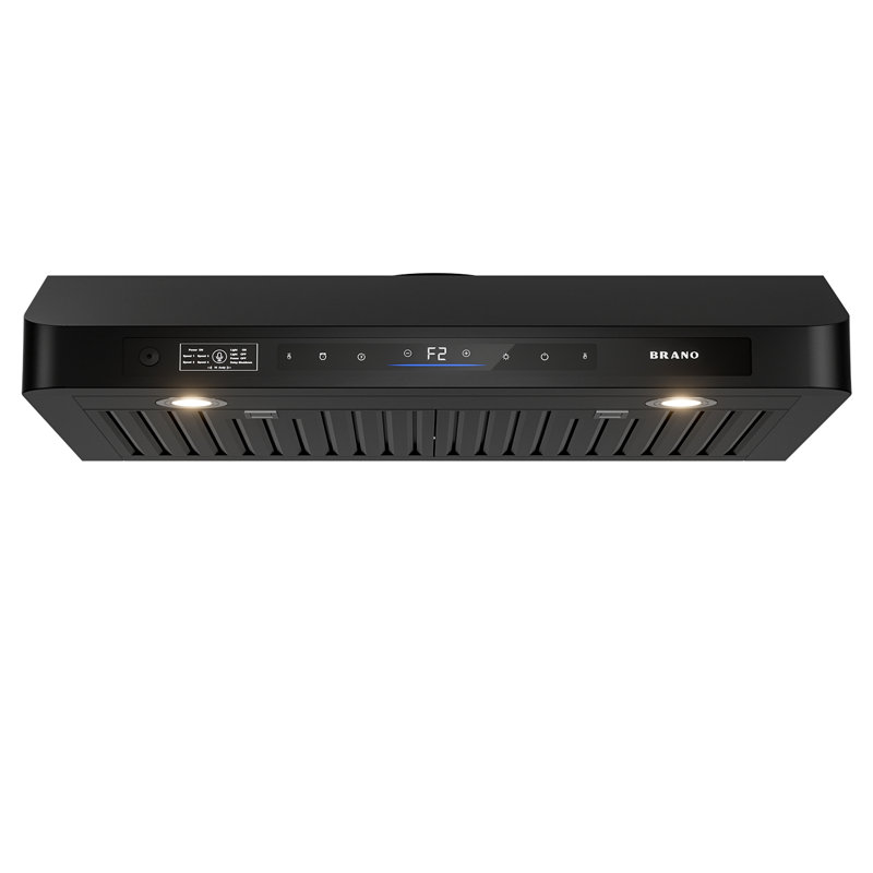 Hotte sous le meuble 36 pouces Brano, hotte de cuisine à conduit voix / geste / tactile 900 cfm avec ventilateur d'extraction à 4 vitesses, mode mémoire, lumières réglables, noir