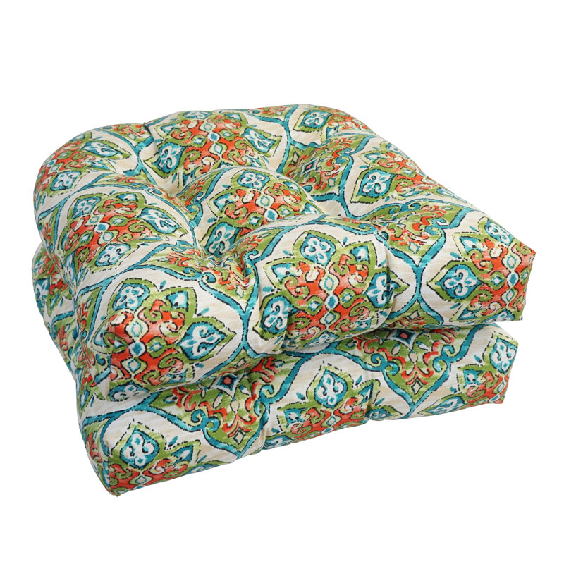 Outdoor 5'' Seat Cushion, Blue/Orange