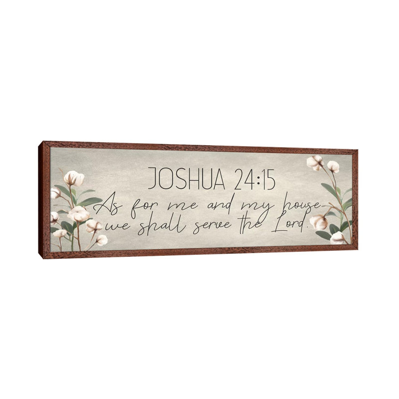 Joshua 24:15 Cotton by Kimberly Allen - Panoramic Print on Canvas, 30.48 cm H x 91.44 cm W, Classic Brown Wood Framed