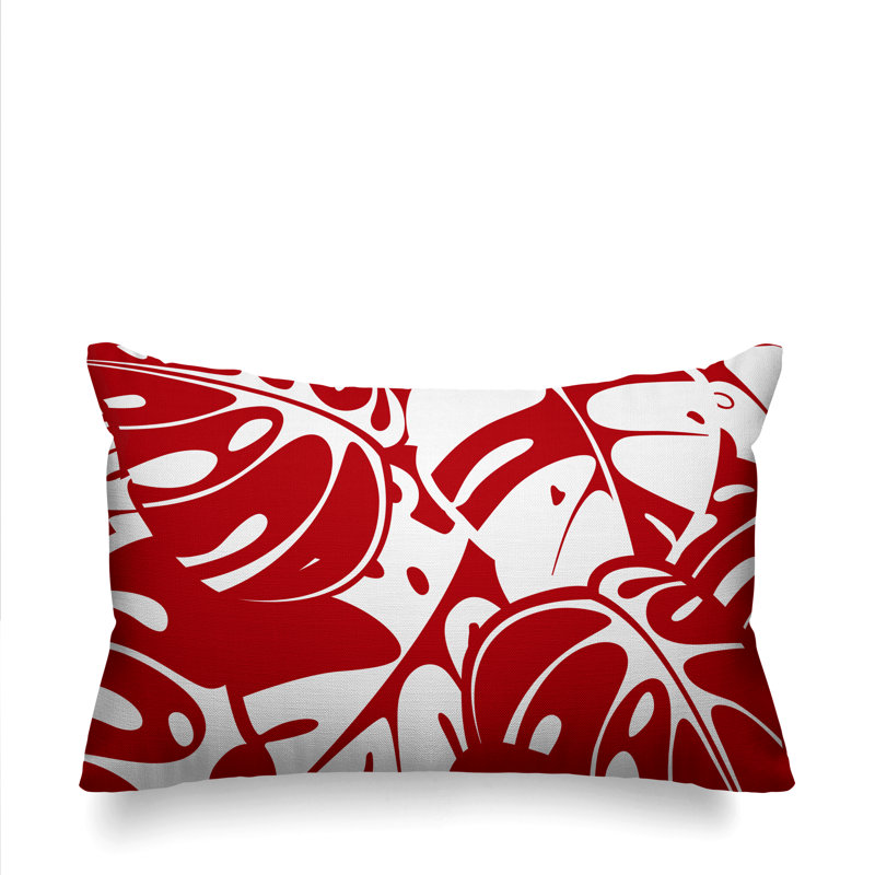  Housse et insert de coussin pour l'extérieur Tropical Leafs, Rouge