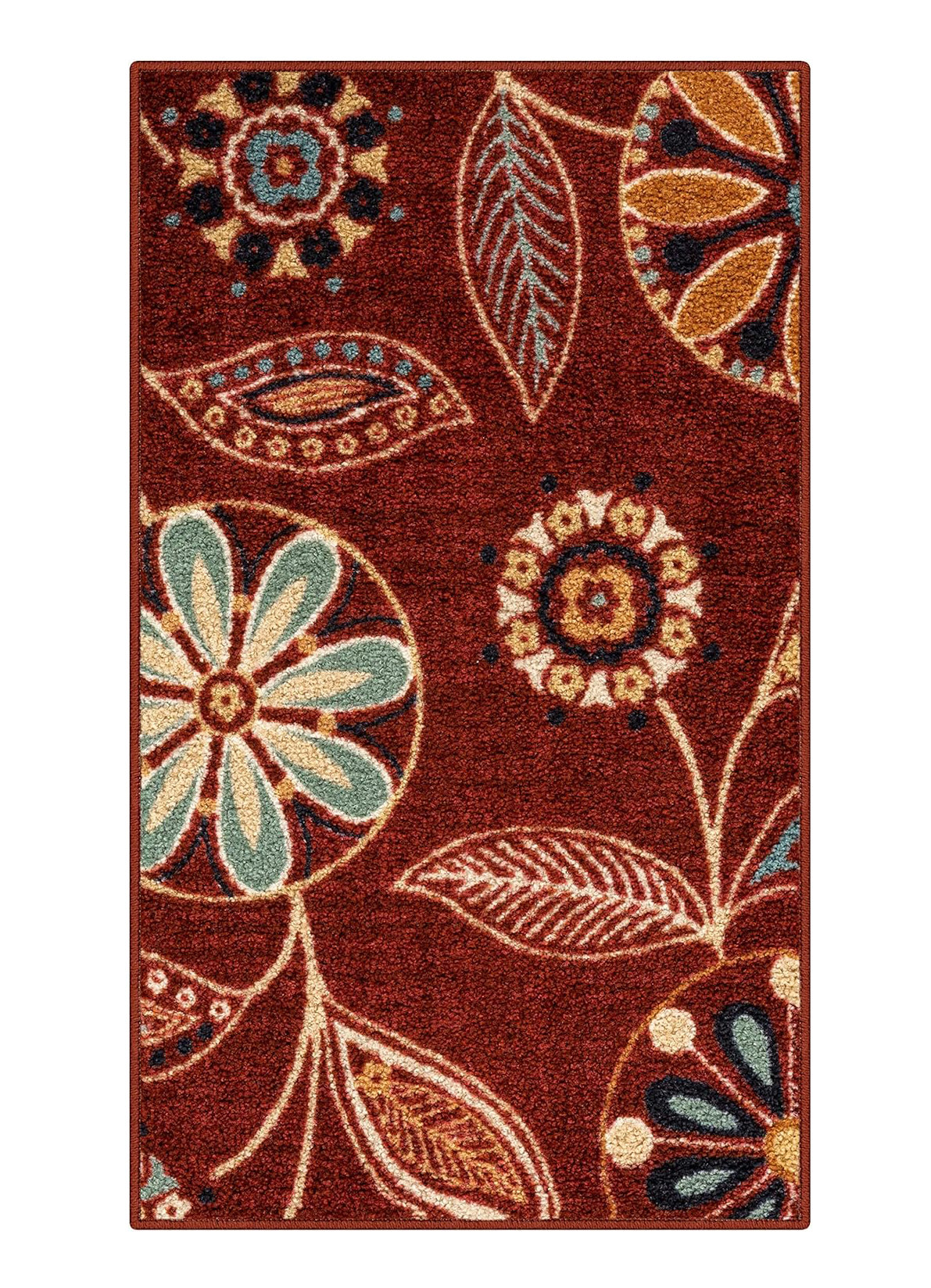 Red Barrel Studio® Floral Kitchen Rug Washable, Non Slip Throw Mats ...