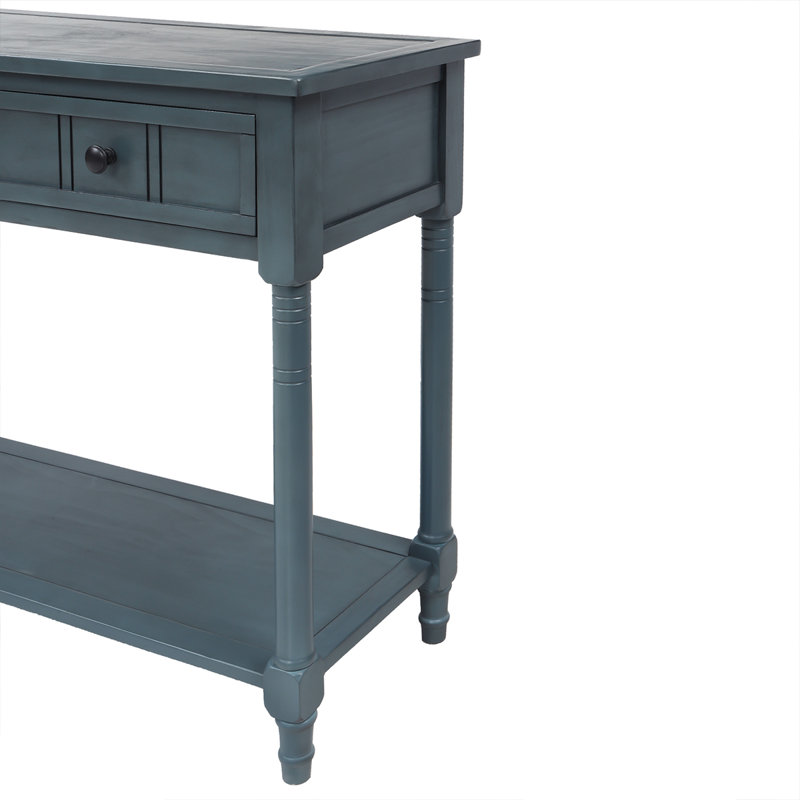 Ethan Console Table with Two Drawers & Bottom Shelf, Navy