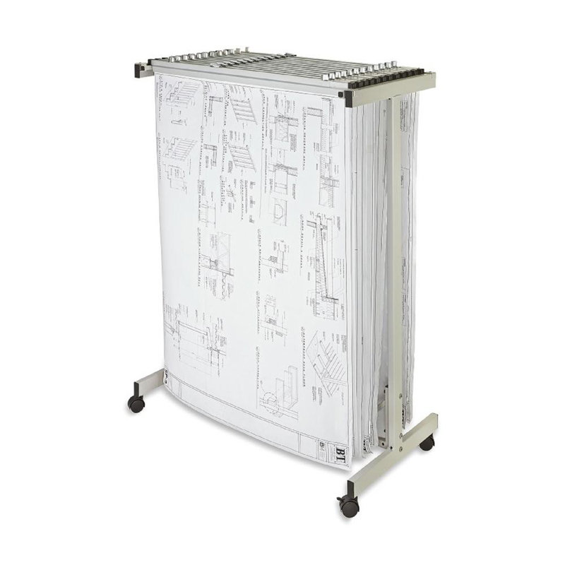 Gray Expandable Mobile Blueprint Plan Center with Steel Frame