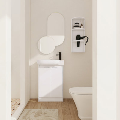 Bathroom Vanity With Sink And Storage Rack For Small Bathroom