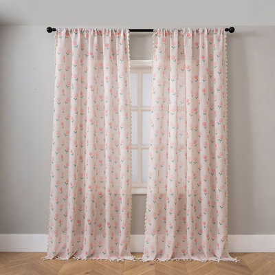 Farmhouse Tulip Print Curtains, 52 x 84 inches, Set of 2