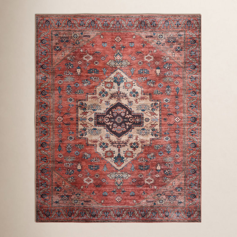 Lisle Machine Washable Persian Rust Multicolor Area Rug, Rectangle 7'10" x 9'10"
