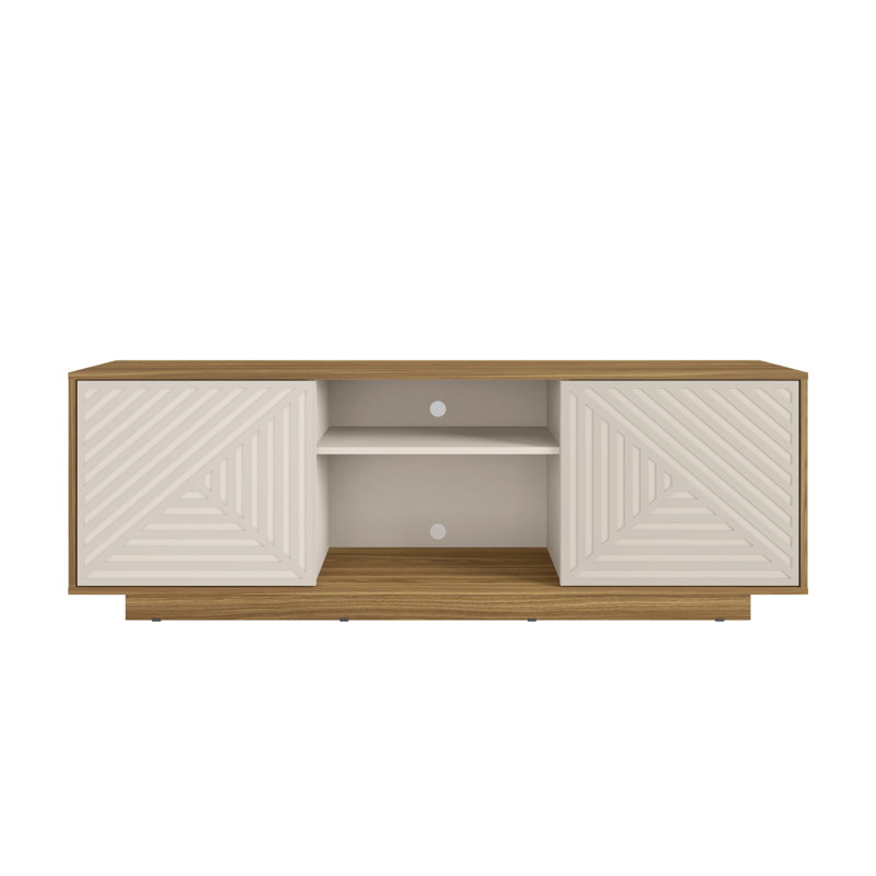 Techni Mobili Modern TV Stand For Tvs Up To 70", Oak Natural Wood/Antique White