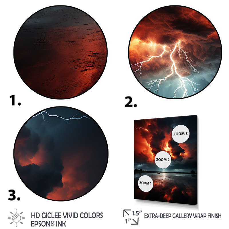 Laveya Orange Storms Thunderous Silence II, reproduction d'art sur toile, H 44 po x l 34 po x P 1,5 po, Cadre photo blanc