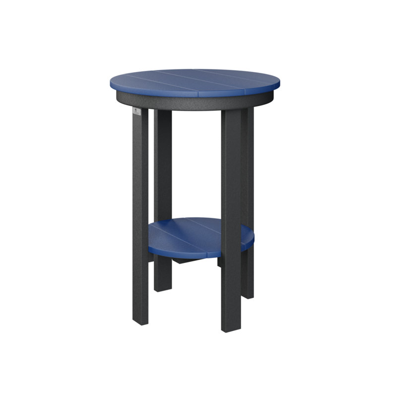Table de bout ronde Berlin Gardens, Noir, H 29 po x l 21,5 po x P 21,5 po, Bleu pacifique