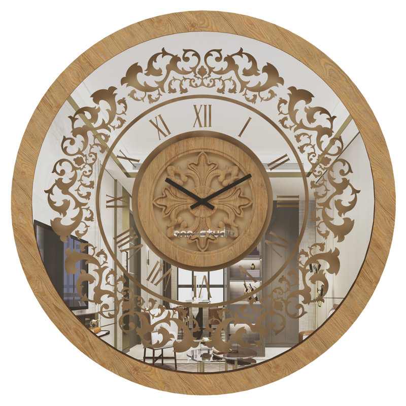 Allyna Manufactured Wood Wall Clock, 60cm H x 60cm W x 7cm D, Walnut