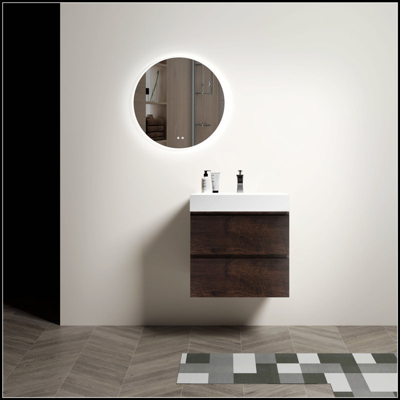 Meuble-lavabo flottant moderne avec lavabo et grand rangement, pour les salles de bain contemporaines et l'efficacité de l'espace.