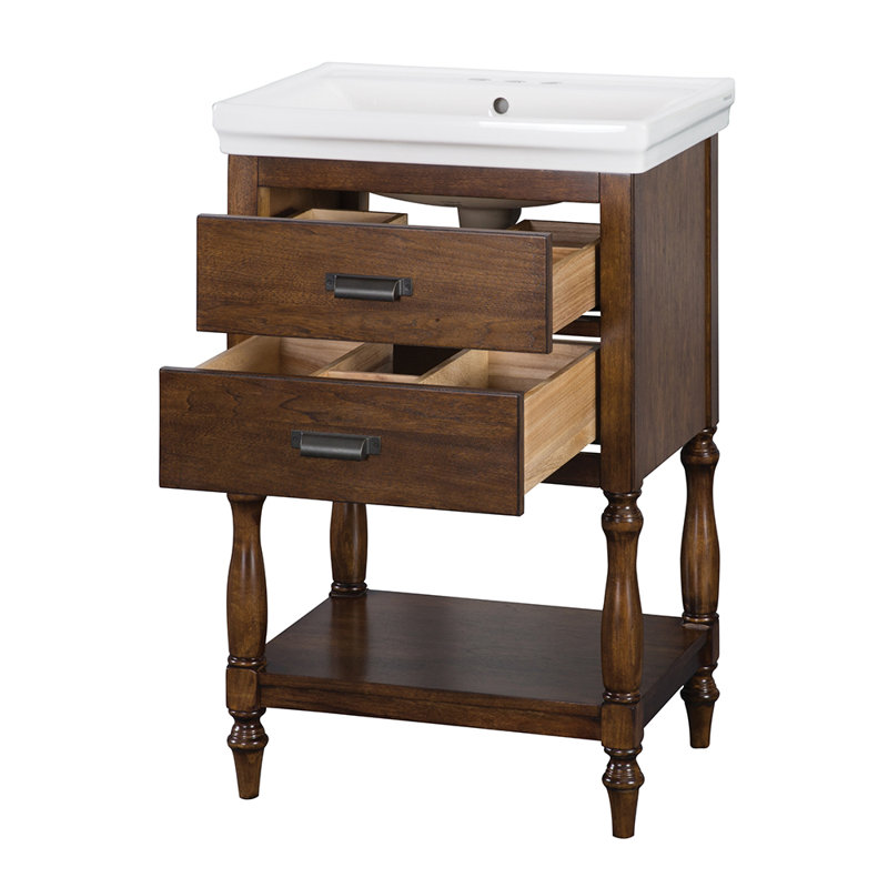 Ensemble de meuble-lavabo simple 24 po 24 po, Noyer foncé