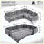 Canapé-lit modulaire en chenille de 118 po avec lit escamotable et garniture cloutée 118 po (gris)