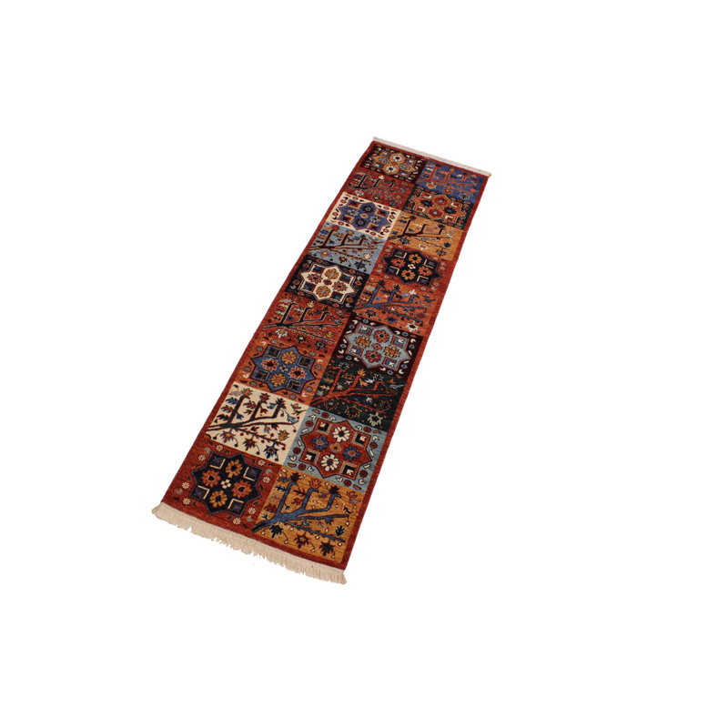Tapis unique rouge / noir / bleu de 2 pi 8 po x 9 pi 3 po Grigori