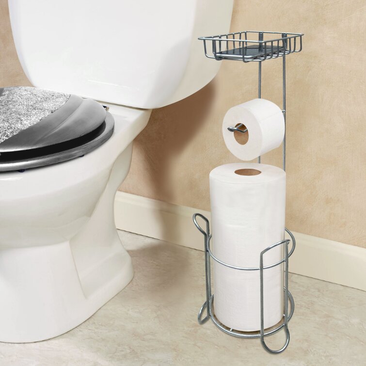 Freestanding Toilet Tissue Holder With Storage Bronze - Nu Steel