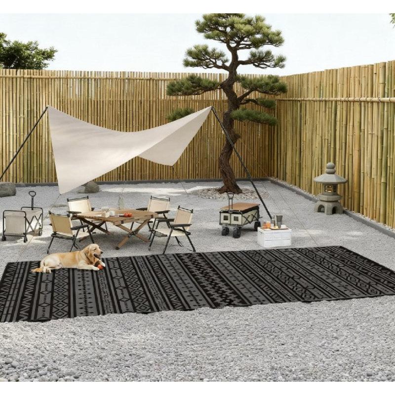 Tapis d'extérieur réversible, paille de plastique imperméable avec sac de transport, Rectangle 17 pi 12 po x 8 pi 12 po