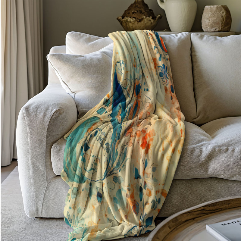 Paisley Art - couverture sherpa de qualité supérieure 1 pièce, Lit simple