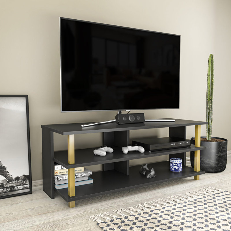 Aleysa TV Stand for TVs up to 50", Gold/Anthracite