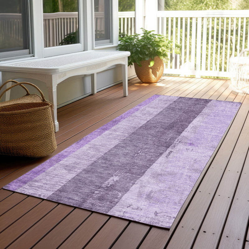 Caelyn Purple Washable Indoor-Outdoor Rug - LOOMLAN, 2'3" x 7'6"