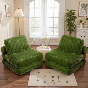 2-pack Corduroy Convertible Sofa Bed - Foldable Lazy Couch With Cushion For Living Room