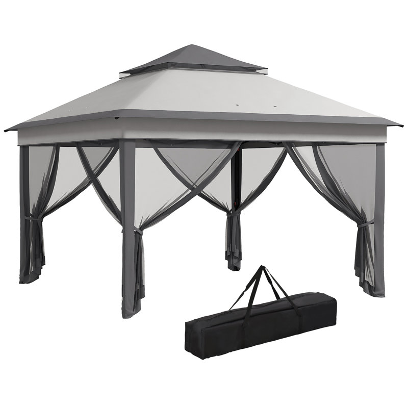 Brynja 3.5m W x 3.5m D Steel Patio Gazebo, Grey