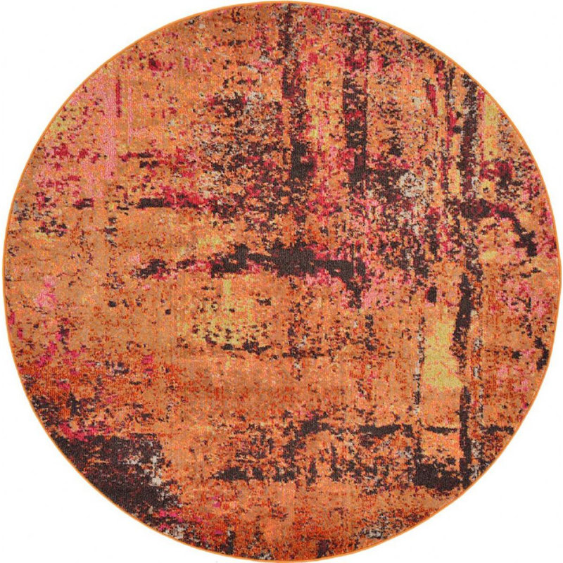 Abstract Indoor Rug, Round 8'