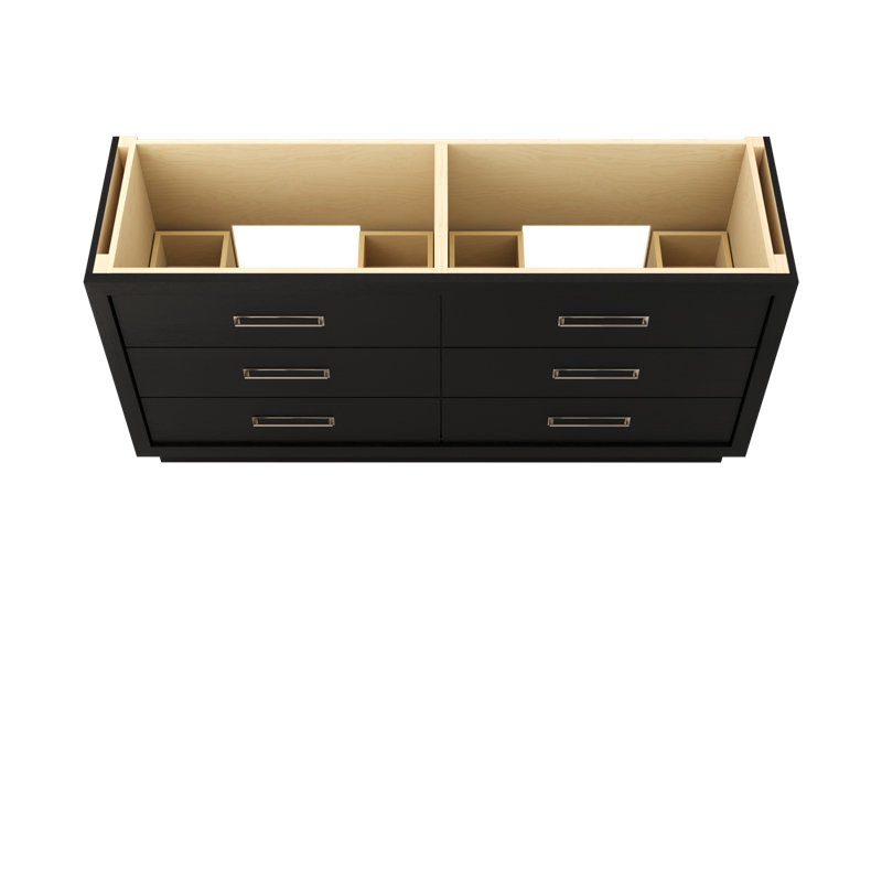 Avalon Double Drawer Bath Vanity, Classic Black, Satin Nickel, 72"