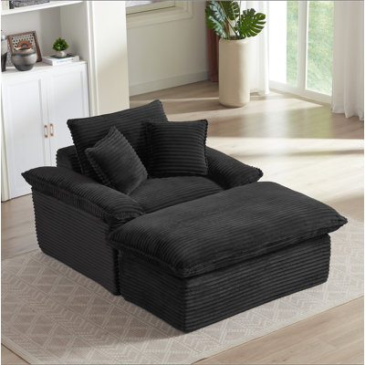 Canapé de 51,97 pouces avec siège rembourré et confortable à compression unique avec repose-pieds unique, fauteuil de salon, de chambre à coucher, d'appartement et de bureau