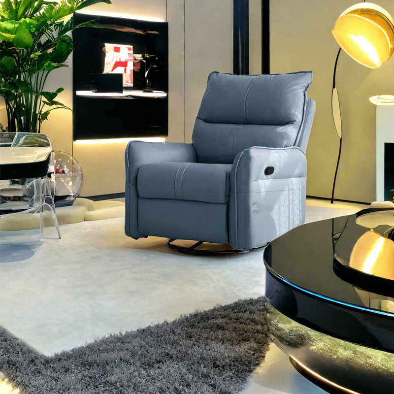 Fauteuil inclinable en similicuir Lindora, Similicuir bleu