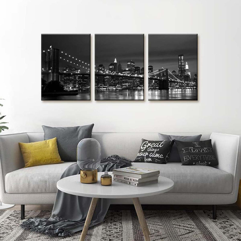 3 Piece Wrapped Canvas Print, 40 cm H x 90 cm W