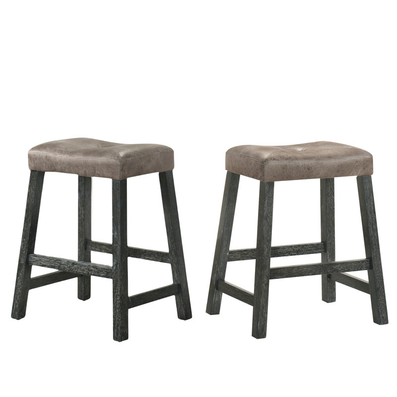 Rustic Backless Counter Stool Set Of 2 – 25 Inch Wooden Farmhouse Barstool, Distressed Finish & Sturdy Frame – Space-Saving Counter-Height Seating For Kitchen & Bar