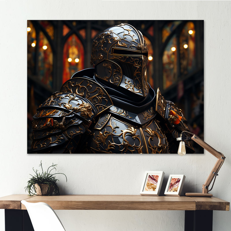 Chevaliers médiévaux II - art mural militaire, Toile tendue, H 12 po x l 20 po x P 1 po