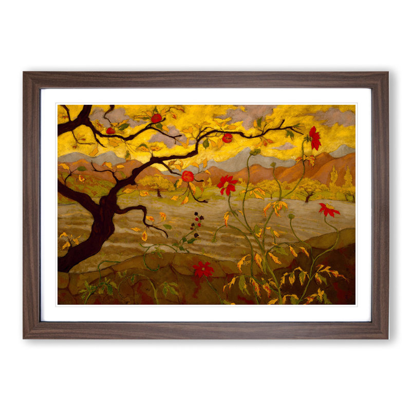 Apple Tree with Red Fruit by Paul Ranson - Picture Frame Painting, 48cm H x 65cm W x 2cm D, Walnut Framed