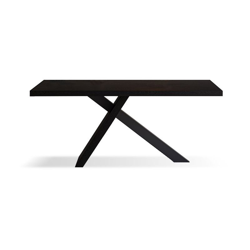 Black Rectangular Solid Wood+Iron Dining Table, 29.53"H x 62.99"L x 31.5"W